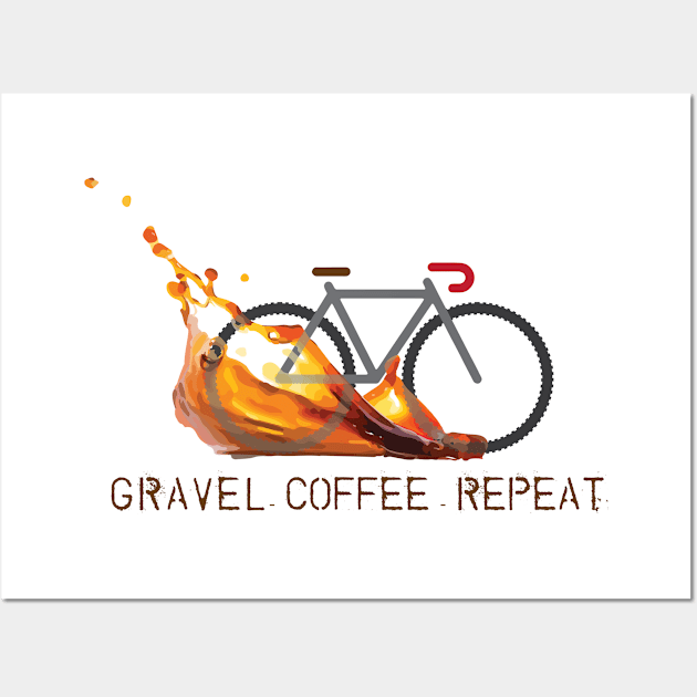 Gravel Coffee Repeat Vector Cycling Design - light background Wall Art by Theokotos